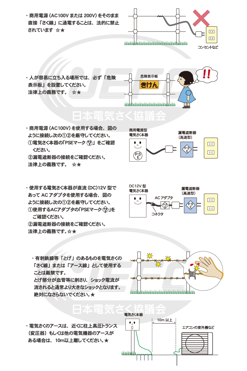 日本電気さく協議会　電気さくの安全基準について