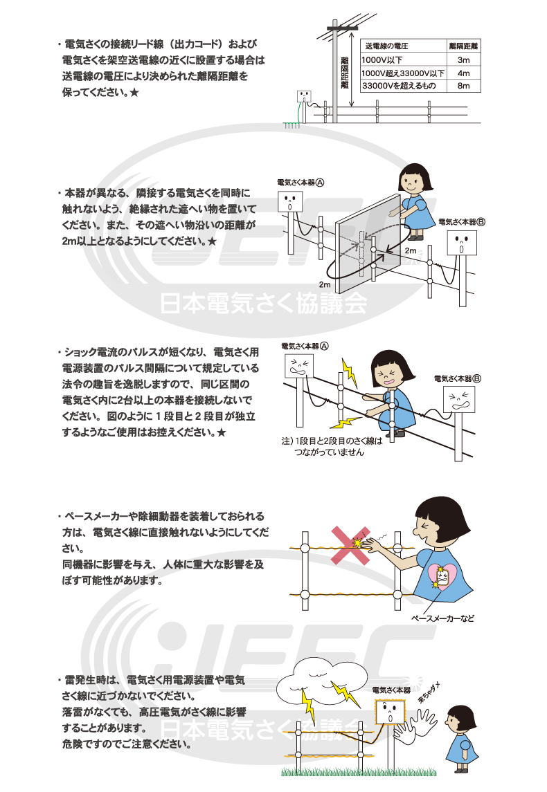 日本電気さく協議会　電気さくの安全基準について